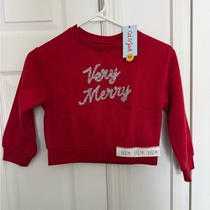 Cat & Jack Red 'Very Merry' Kids Sweatshirt